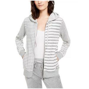 NWT Women's CK Striped Zip-Up Cowl Neck Hoodie - M